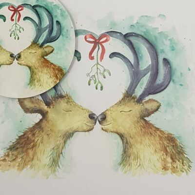 Reindeer Kisses Bauble Card