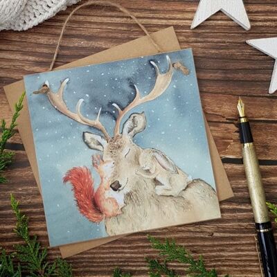 Christmas Cuddles Wooden Forever Card