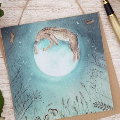 Hugging the Moon Wooden Forever Card