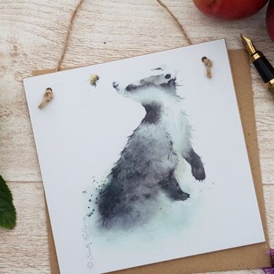 Badger and Bee Wooden Forever Card
