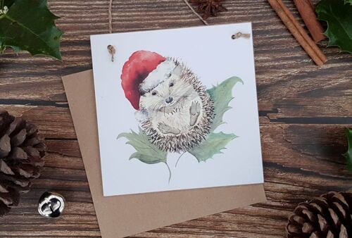 Mr Prickles Christmas Party Wooden Forever Card