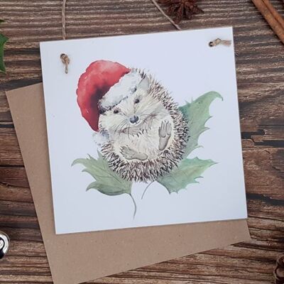 Mr Prickles Christmas Party Card per sempre in legno