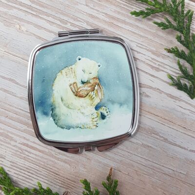 Espejo compacto de oso de nieve