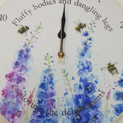 Dangling in the Delphiniums Wanduhr
