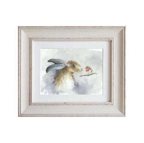 The Hare and the Robin Medium Framed Print