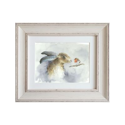 The Hare and the Robin Medium Framed Print