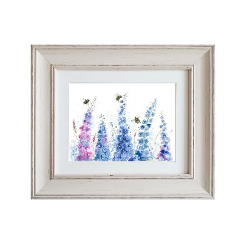 Dangling in the Delphiniums Small Framed Print