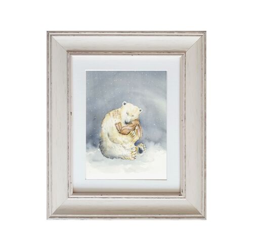 Snow Bear and the Magic Book Small Framed Print