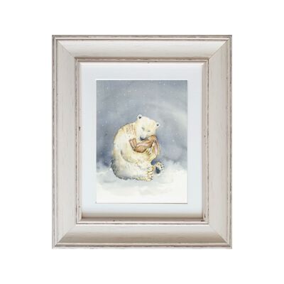 Snow Bear and the Magic Book Small Framed Print