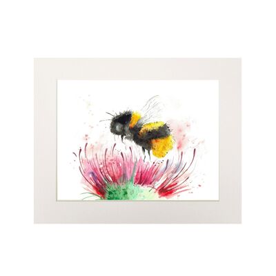 Impresión mediana de cardo y abeja