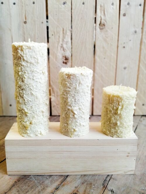 Pure beeswax - Grubby candles - set of 3 - 70mm wide