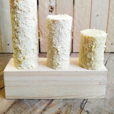 Pure beeswax - Grubby candles - set of 3 - 70mm wide