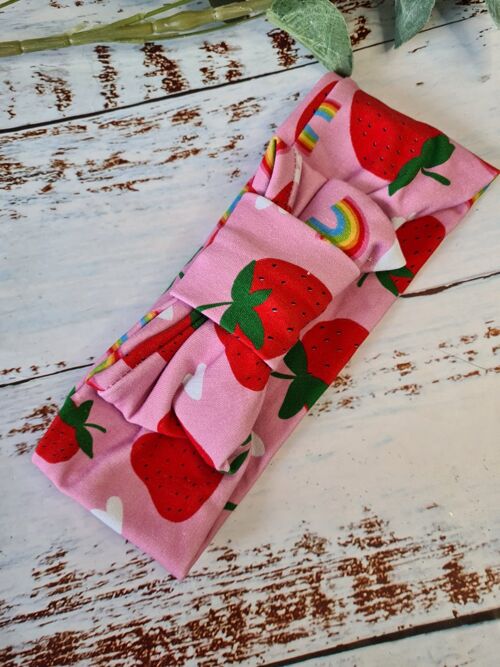 Matching Handmade Baby Clothes - Baby Bow Headbands - Strawberry Fields