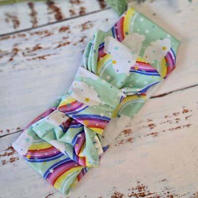 Matching Handmade Baby Clothes - Baby Bow Headbands - Happy Rainbow
