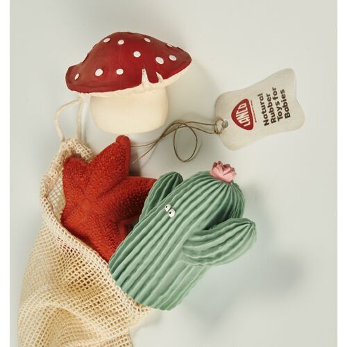 Lanco Teething Toys Set of Three - Mushroom, Cactus & Seastar made from Natural Rubber