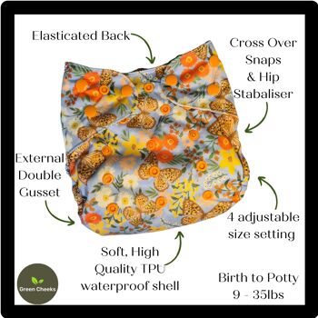 Unpocket - The Cloth Nappy Wrap - Busy Bees - Poppers 2