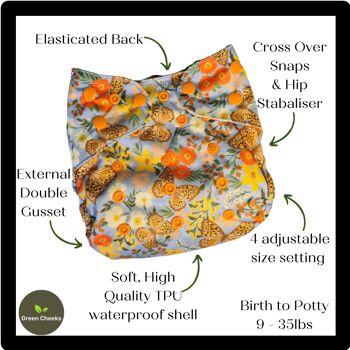 Unpocket - The Cloth Nappy Wrap - Abeilles occupées - Crochet et boucle 2