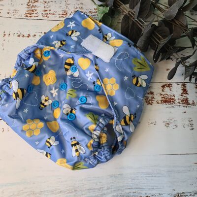 All-in-Two Complete Two Part Hemp/Cotton Nappy System | AI2 - Busy Bees - Hook & Loop
