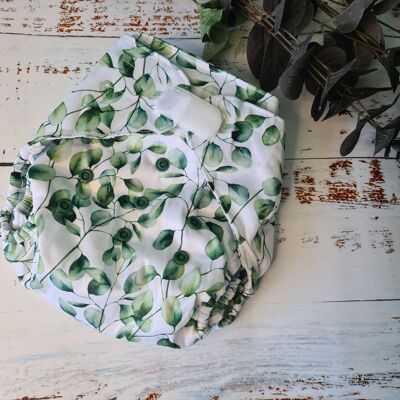 All-in-Two Complete Two Part Hemp/Cotton Nappy System | AI2 - Leaf It Out - Hook & Loop
