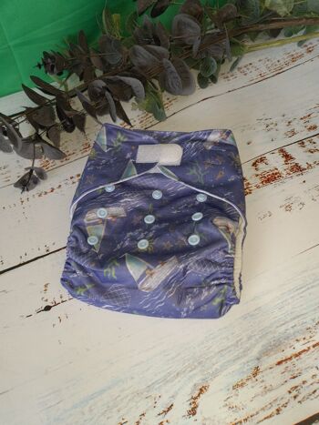 Couche à poche en tissu Tandem avec inserts en chanvre/coton biologique - Yo Ho Ho & A Babies Bum - Crochet et boucle 3