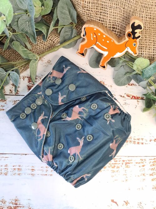 Tandem Cloth Pocket Nappy with Hemp/Organic Cotton Inserts - Oh Deery Me - Poppers