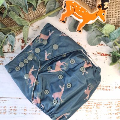Tandem Cloth Pocket Nappy with Hemp/Organic Cotton Inserts - Oh Deery Me - Poppers