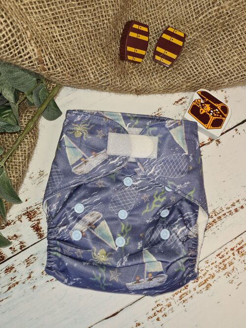 Tandem Cloth Pocket Nappy with Hemp/Organic Cotton Inserts - Bait Scot - Poppers