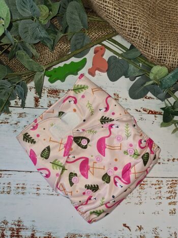 Couche à poche en tissu Tandem avec inserts en chanvre/coton biologique - Blossoms Up - Crochet et boucle 2