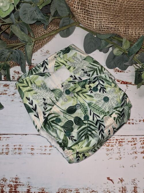 Tandem Cloth Pocket Nappy with Hemp/Organic Cotton Inserts - By The Seat of Your Plants - Hook & Loop