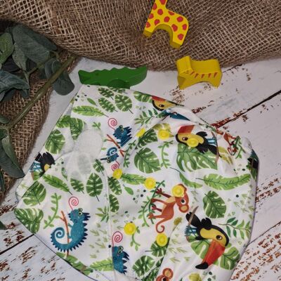 Couche à poche en tissu Tandem avec inserts en chanvre/coton biologique - Toucan Play That Game - Crochet et boucle