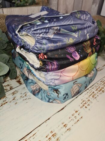 Nautical Collection Bundle Cloth Nappy Set of 4 - Tandem Cloth Pocket Couches avec chanvre/biologique 1