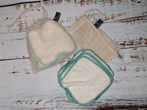 Washable Wipes in Super Soft Bamboo Terry - Pack of 10 in Washbag