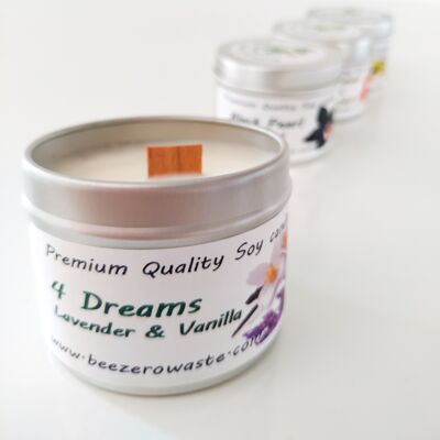 Soy scented tin candle - 4 dreams (Lavender & Vanilla)