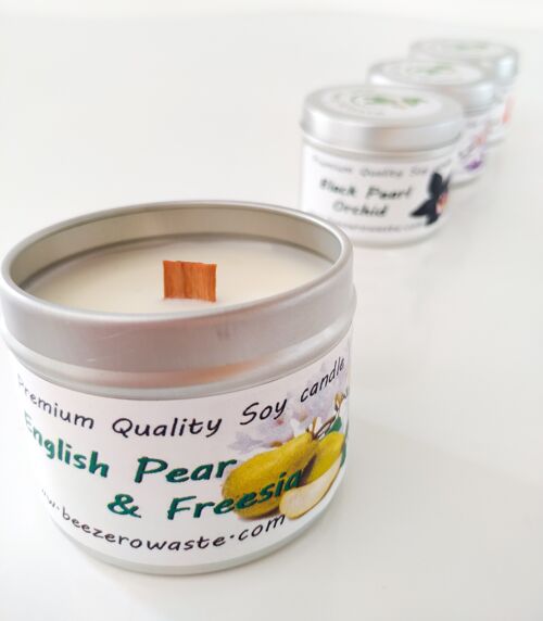Soy scented tin candles - English pear & Freesia