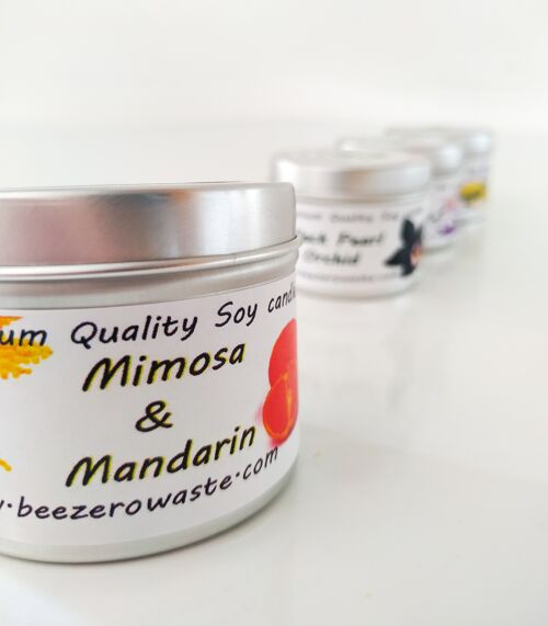 Soy scented tin candles - Mimosa & Mandarin
