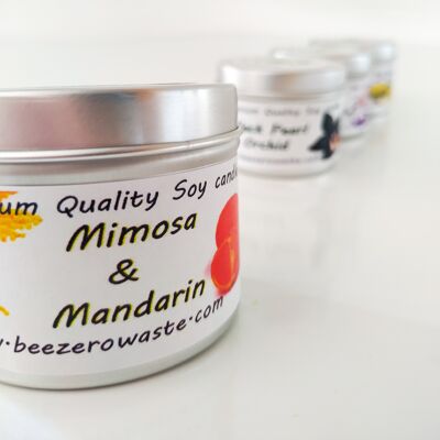 Zinnkerzen mit Sojaduft - Mimose & Mandarine