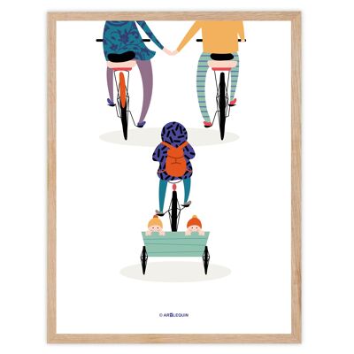 cartel de bicicleta de hermano mayor y gemelos