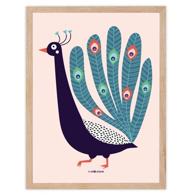 cartel de ilustración de pavo real