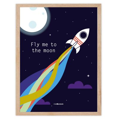 cartel espacial "Llévame a la luna"