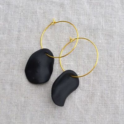 Earrings Hoop Black Drop