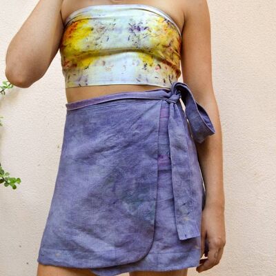 Mauve Linen Wrap Mini Skirt (XS/S)