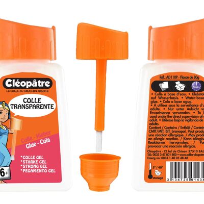 STRONG TRANSPARENT "ADHESIVE" GLUE IN 80 GR WITH INCORPORATED BRUSH
