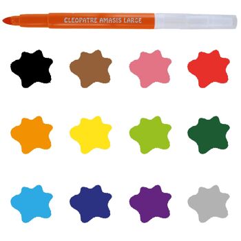 Boite de 12 feutres amasis larges ultra lavable- encre colorants alimentaires - couleurs vives et brillantes 2