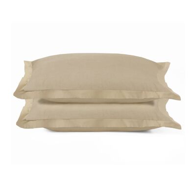 Percale Pillowcase set - 50 x 70cm + 20cm - Golden Beige