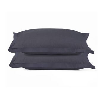 Ensemble de taies d'oreiller en percale - 50 x 70cm + 20cm - Anthracite 1