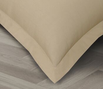 Parure taie d'oreiller percale - 80 x 80cm + fermeture éclair - Beige Doré 2