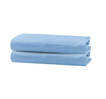 Drap Flanelle Polaire - 60 x 120cm + 15cm - Bleu Ciel 1