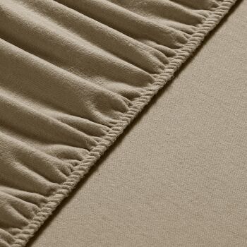 Drap Housse Flanelle Velours - 100 x 200cm + 32cm - Taupe 2