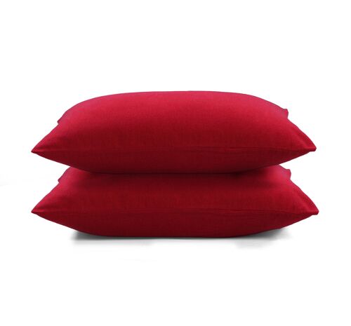 Flannel Fleece Pillowcase set - 65 x 65cm - Red