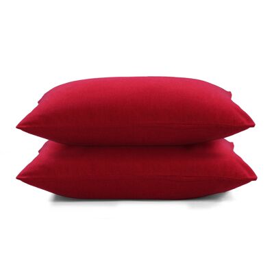 Flannel Fleece Pillowcase set - 65 x 65cm - Red